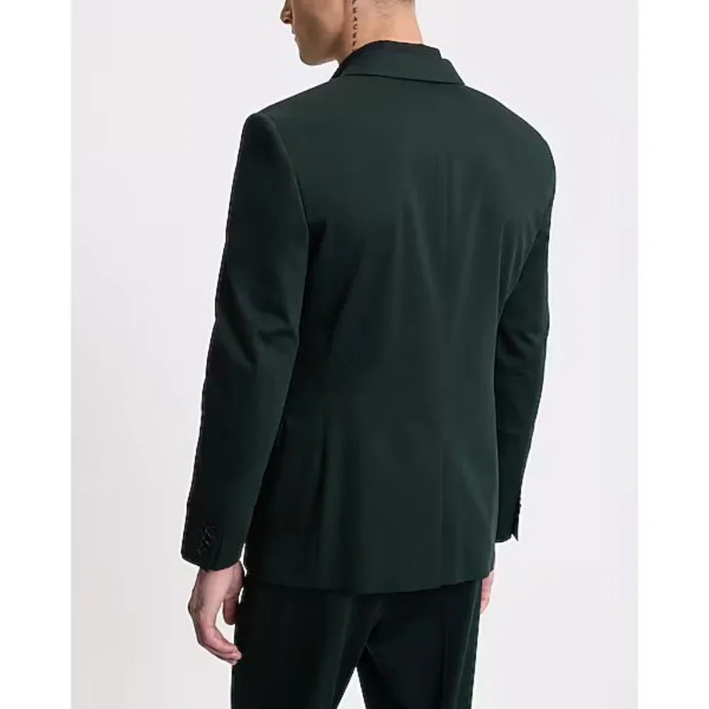 Express Men’s Extra Slim Dark Green Cotton-Blend Blazer Suit Jacket Size 44S - Picture 3 of 4